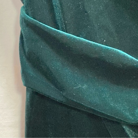 TOMMY HILFINGER VELVET GREEN PARTY DRESS RUCHING ZIP UP DRAPED NECK NWT SIZE 16 - Picture 4 of 15